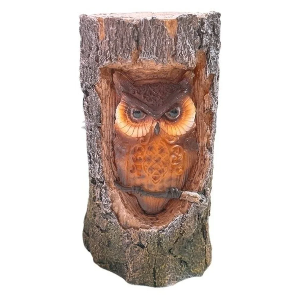 Realistic Owl in a Tree LED Nightlight Cold Cast Resin Art